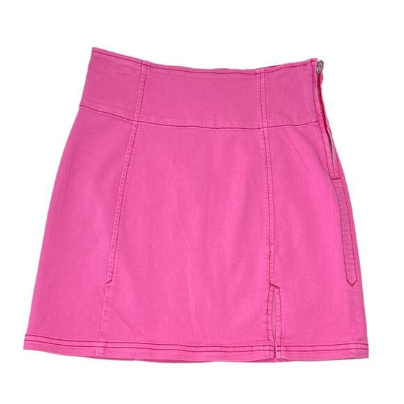 Free People Womens‎ Mini Skirt Size 8 Pink Front Slit Side Zip Closure NWOT - Picture 1 of 9